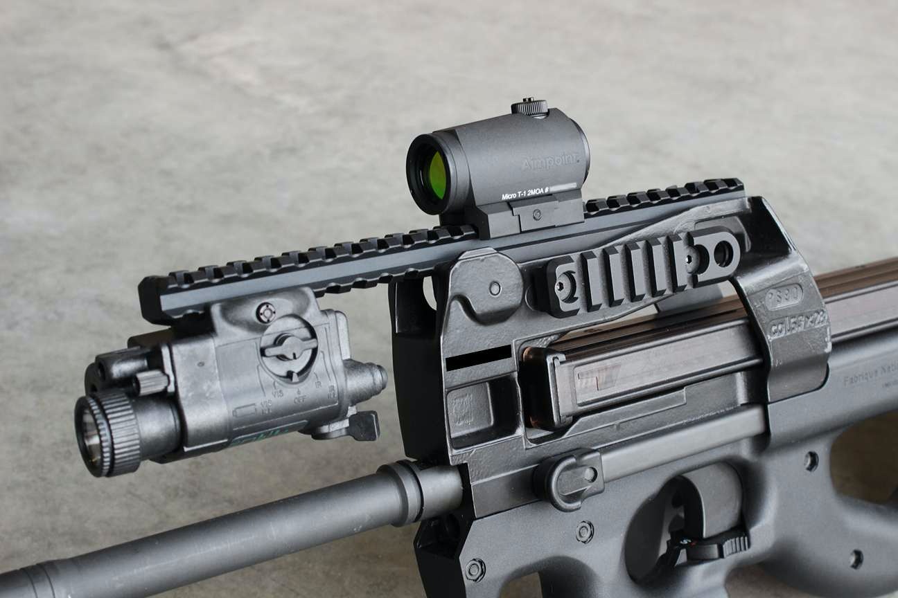 P90 & PS90 1913 Side Rail, 6 Slot w/QD Socket, Foliage Green